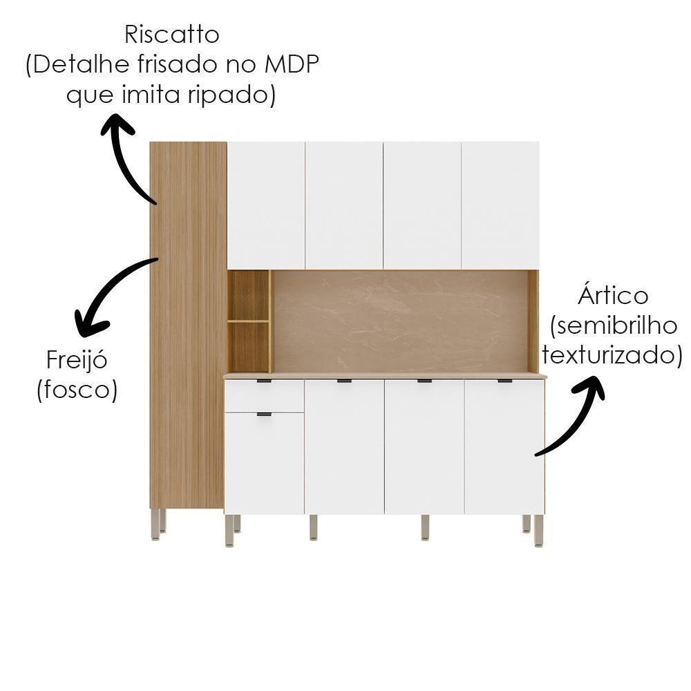 Cozinha Compacta 9 Portas 1 Gaveta 201 Cm Pulse Freijo Artico Cp Riscatto - 7