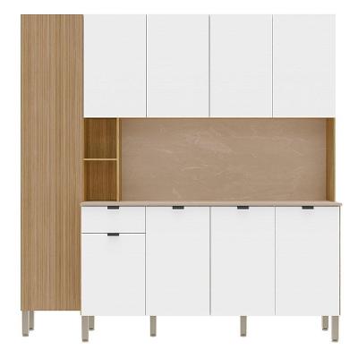 Cozinha Compacta 9P 1G 201 cm Pulse 9 Portas 1 Gaveta MDF Amadeirado