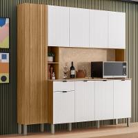 Cozinha Compacta 9 Portas 1 Gaveta 201 Cm Pulse Freijo Artico Cp Riscatto