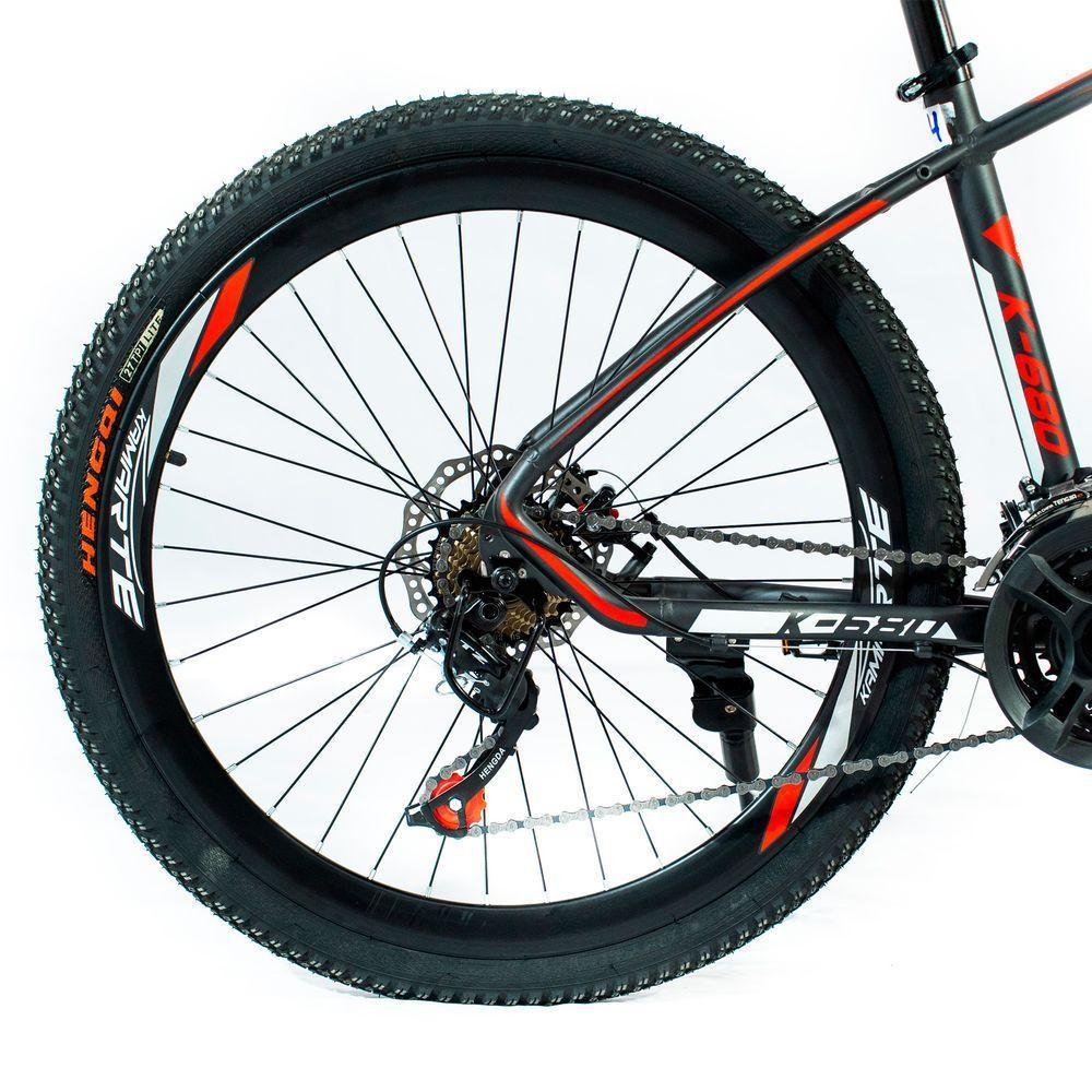 Bicicleta Aro 26 Alumínio Bike 21 Vel Freio A Disco Cinza E Vermelho Wct Fitness - 6