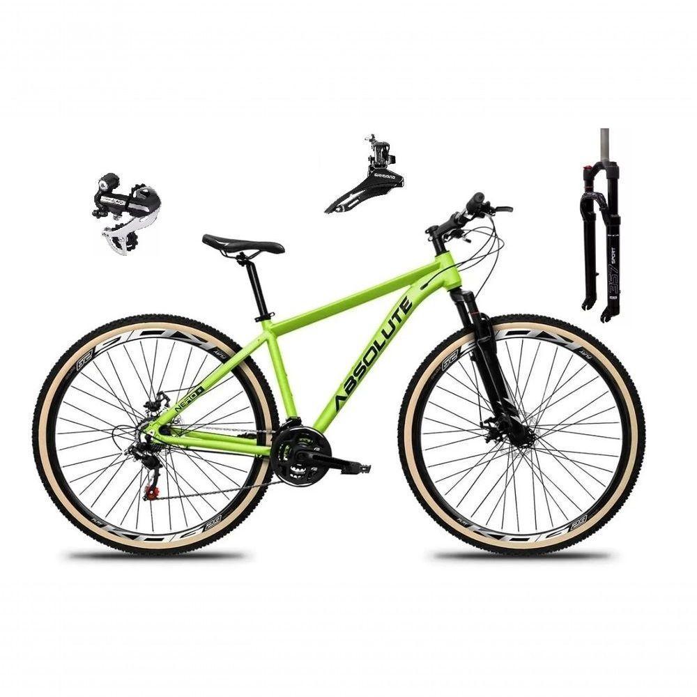 Bicicleta Aro 29 Absolute Nero 5 Câmbio Shimano 24v Acera K7 Garfo Trava Freio A Disco Pneu C/faixa - Verde Tam.19 - 1