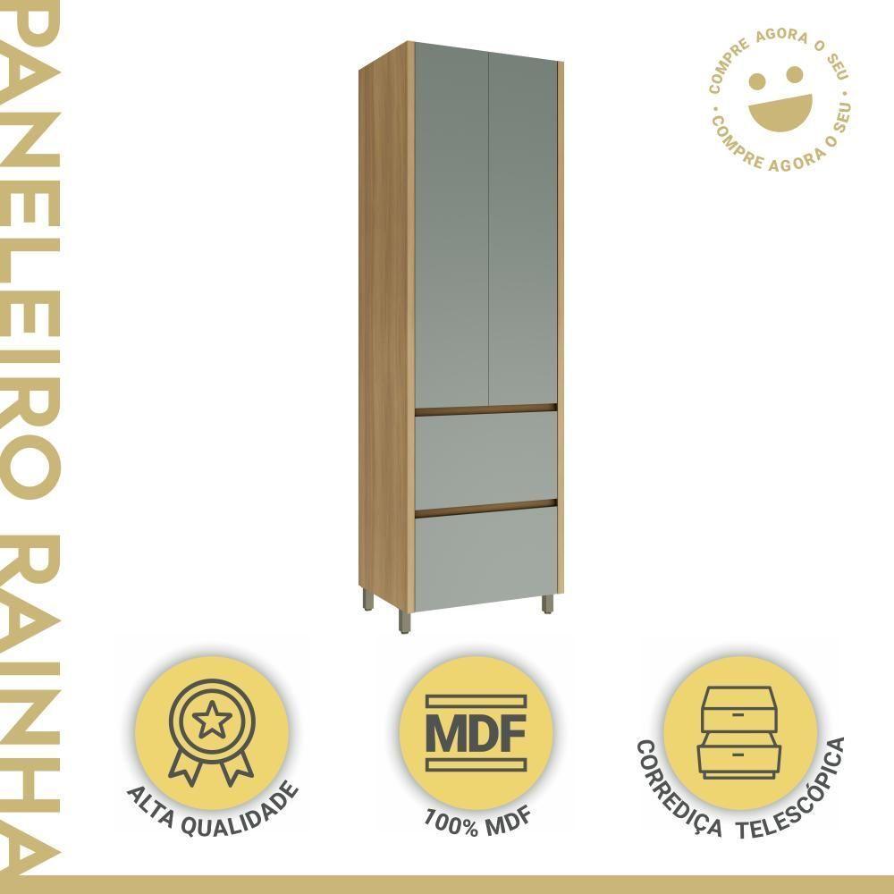 Paneleiro 2 Portas 2 Gavetas 70cm 100% Mdf Rainha Nature/verde Nesher - 2