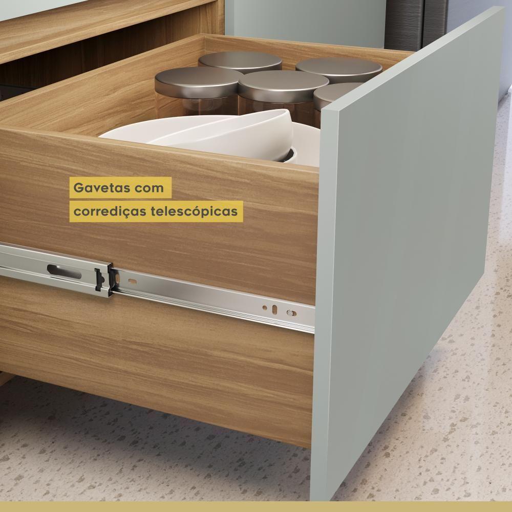 Paneleiro 2 Portas 2 Gavetas 70cm 100% Mdf Rainha Nature/verde Nesher - 4