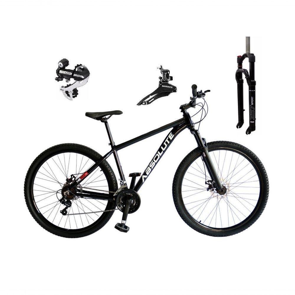 Bicicleta Aro 29 Absolute Nero 5 Câmbio Shimano 24v Acera K7 Garfo Trava Freio A Disco - Preto Tam.19 - 1