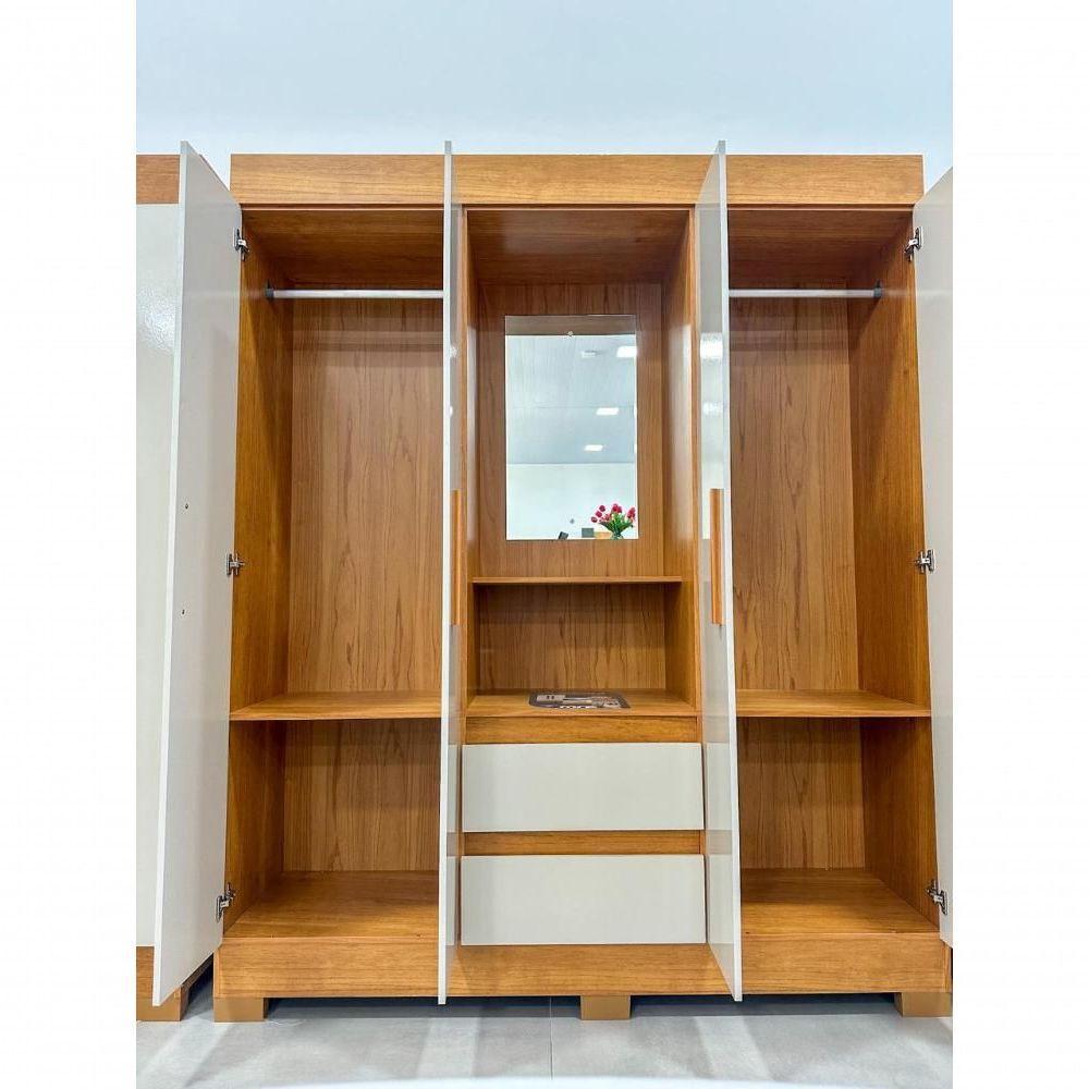 Guarda-roupa Infantil Portugal Com Espelho 4 Portas E 2 Gavetas Linhamobília Branco - 6