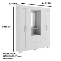 Guarda-roupa Infantil Portugal Com Espelho 4 Portas E 2 Gavetas Linhamobília Branco - 2