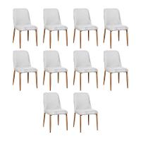 Kit 10 Cadeiras De Jantar Montana Estrutura Aço Carbono Laminado Natural Com Estofado Linho Cru - 1