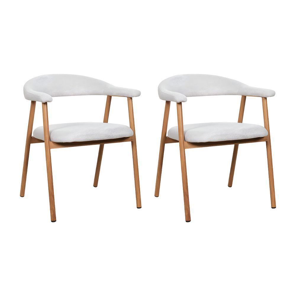 Kit 2 Cadeiras De Jantar Luana Estrutura Aço Carbono Laminado Natural Com Estofado Linho Cru - 1