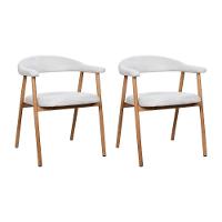 Kit 2 Cadeiras De Jantar Luana Estrutura Aço Carbono Laminado Natural Com Estofado Linho Cru - 1