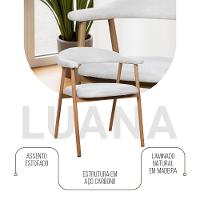Kit 2 Cadeiras De Jantar Luana Estrutura Aço Carbono Laminado Natural Com Estofado Linho Cru - 2
