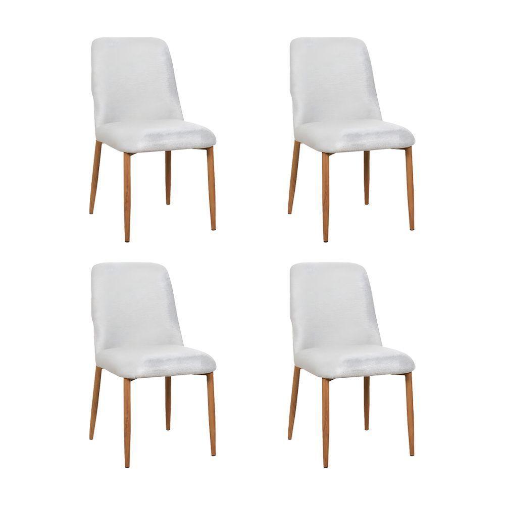 Kit 4 Cadeiras De Jantar Montana Estrutura Aço Carbono Laminado Natural Com Estofado Linho Cru - 1