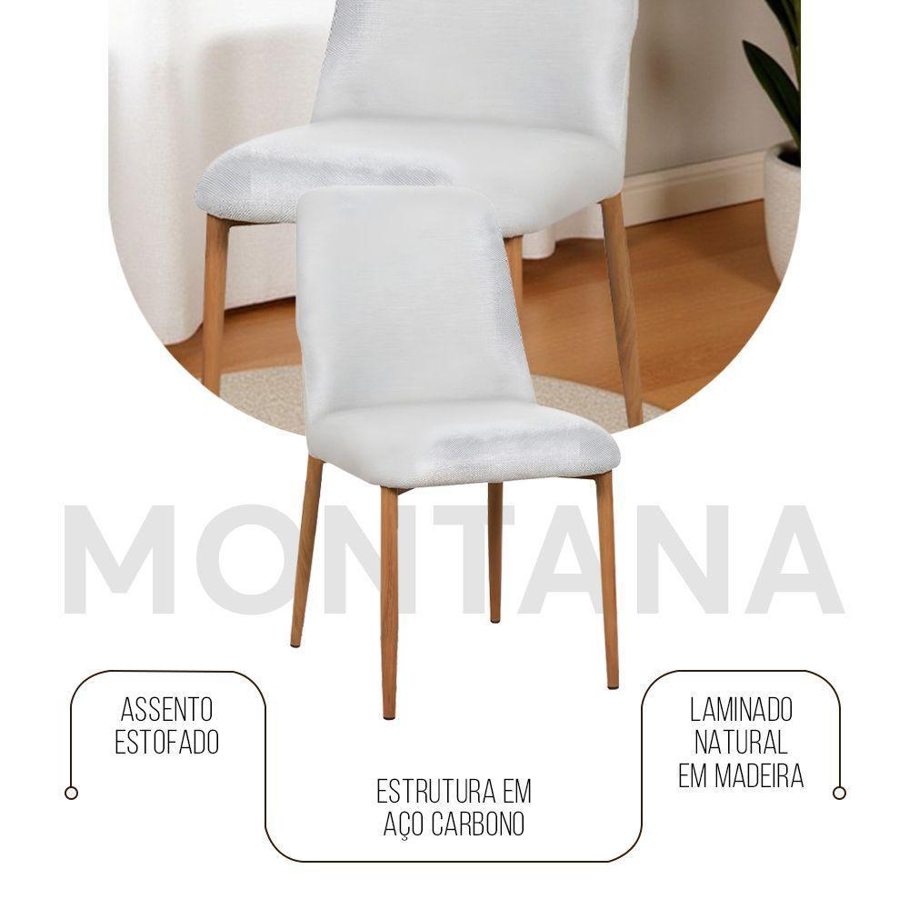 Kit 4 Cadeiras De Jantar Montana Estrutura Aço Carbono Laminado Natural Com Estofado Linho Cru - 2