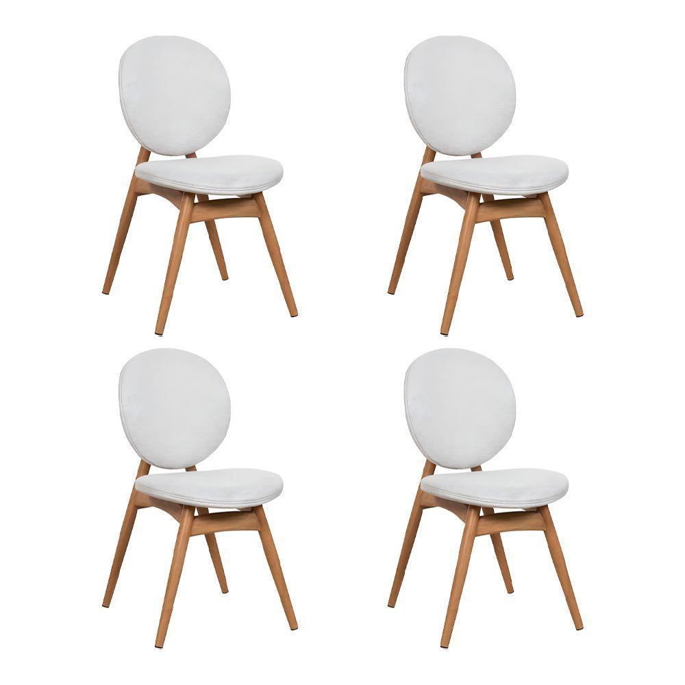 Kit 4 Cadeiras De Jantar Lotus Estrutura Aço Carbono Laminado Natural Com Estofado Linho Cru - 1