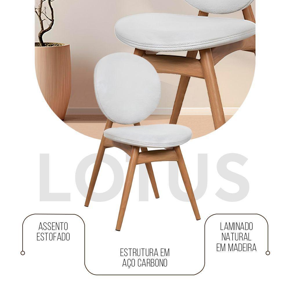 Kit 4 Cadeiras De Jantar Lotus Estrutura Aço Carbono Laminado Natural Com Estofado Linho Cru - 2
