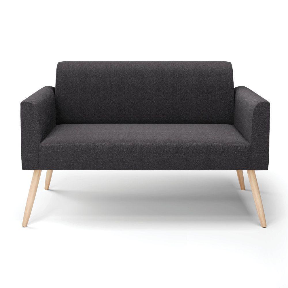 Sofá 2 Lugares Namoradeira Pé Palito Natural Marisa Bouclê Grafite D03 - D'rossi - 5