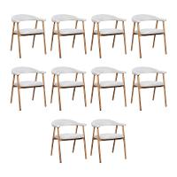 Kit 10 Cadeiras De Jantar Luana Estrutura Aço Carbono Laminado Natural Com Estofado Linho Cru - 1