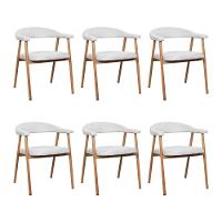 Kit 6 Cadeiras De Jantar Luana Estrutura Aço Carbono Laminado Natural Com Estofado Linho Cru - 1