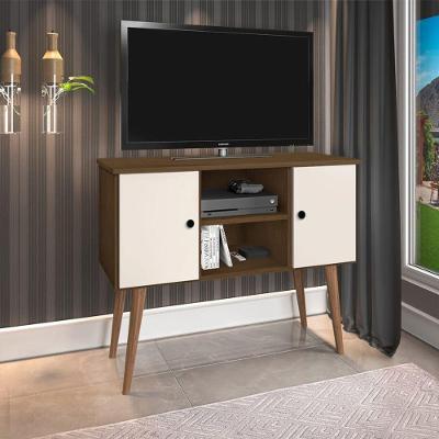 Estante Rack Viena Clássico 90cm Com Portas - Imbuia E Off White