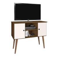 Estante Rack Viena Clássico 90cm Com Portas - Imbuia E Off White - 2