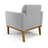 Sofá Namoradeira Com Poltrona Base De Madeira Fixa Castanho Marisa Suede Cinza D03 - D?rossi - 7