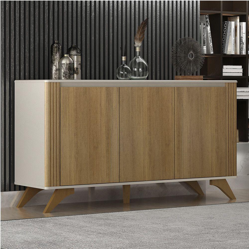 Buffet 3 Portas 2 Prateleira Pampulha Valdemoveis Off White/cinamomo - 1