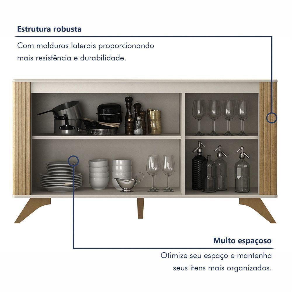 Buffet 3 Portas 2 Prateleira Pampulha Valdemoveis Off White/cinamomo - 3