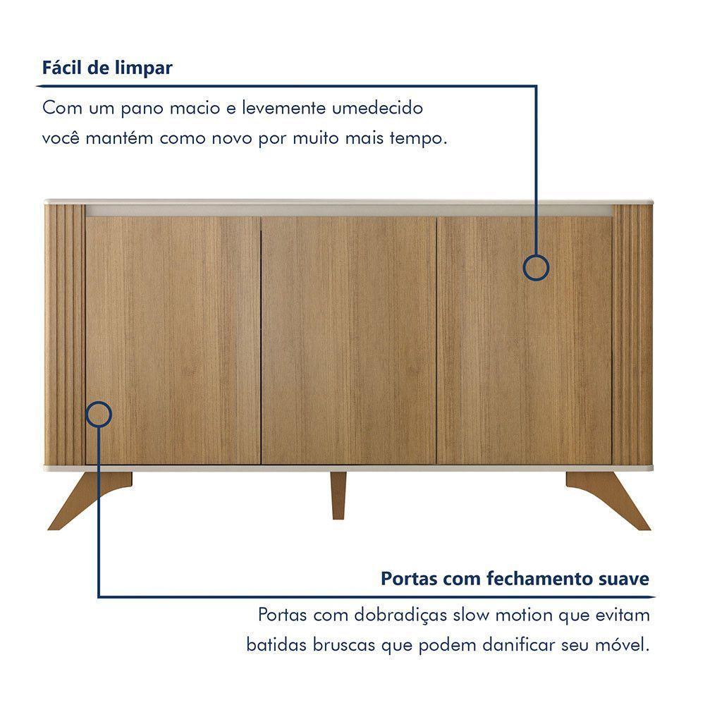Buffet 3 Portas 2 Prateleira Pampulha Valdemoveis Off White/cinamomo - 5