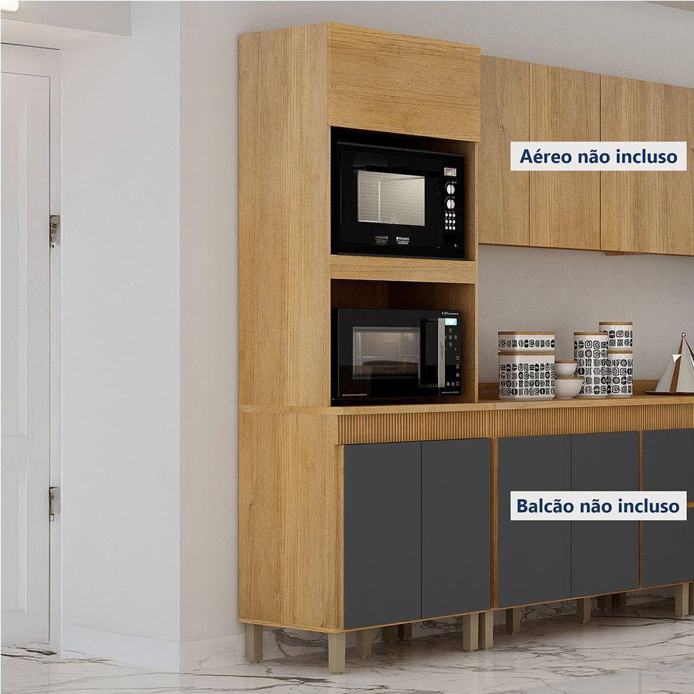 Paneleiro Com 2 Nichos 3 Portas Dakota Valdemoveis Cinamomo/grafite - 1