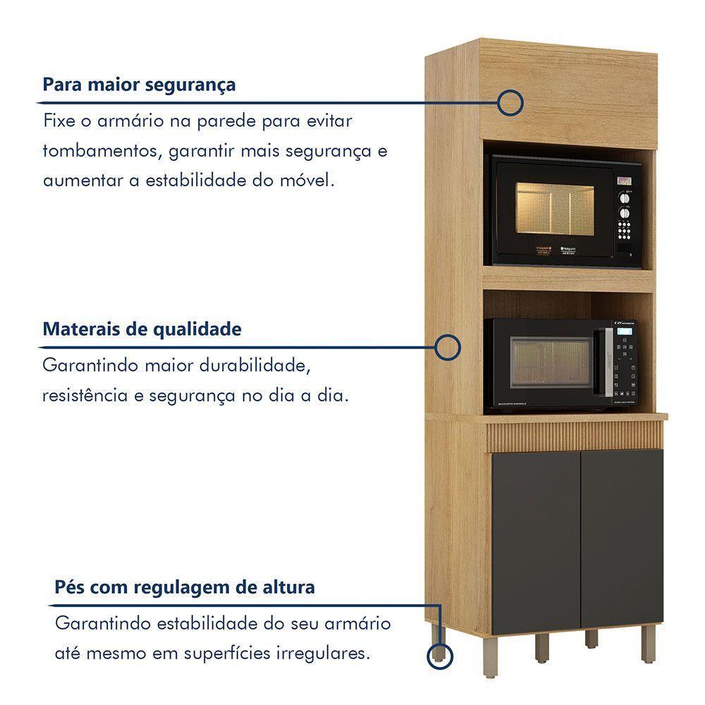 Paneleiro Com 2 Nichos 3 Portas Dakota Valdemoveis Cinamomo/grafite - 2