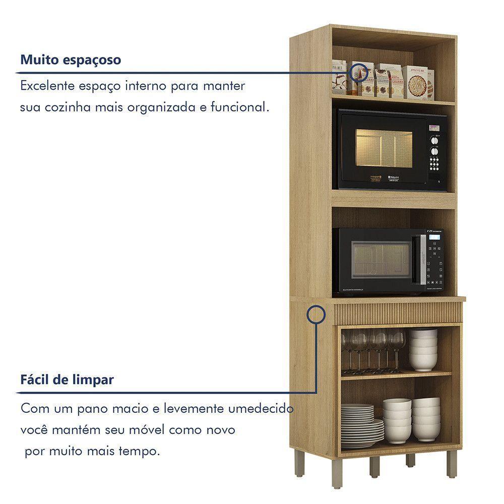 Paneleiro Com 2 Nichos 3 Portas Dakota Valdemoveis Cinamomo/grafite - 5