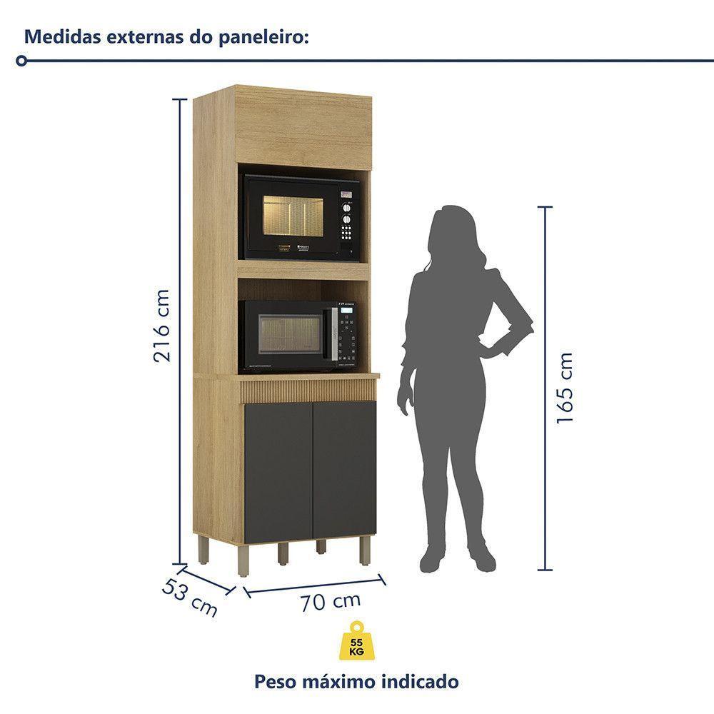 Paneleiro Com 2 Nichos 3 Portas Dakota Valdemoveis Cinamomo/grafite - 6