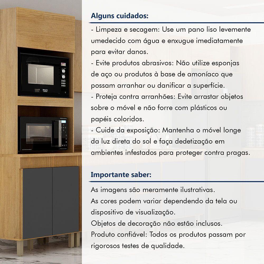 Paneleiro Com 2 Nichos 3 Portas Dakota Valdemoveis Cinamomo/grafite - 7
