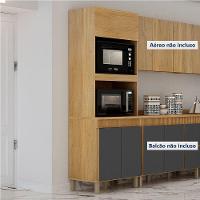 Paneleiro Com 2 Nichos 3 Portas Dakota Valdemoveis Cinamomo/grafite - 1