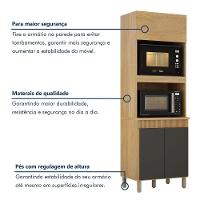 Paneleiro Com 2 Nichos 3 Portas Dakota Valdemoveis Cinamomo/grafite - 2