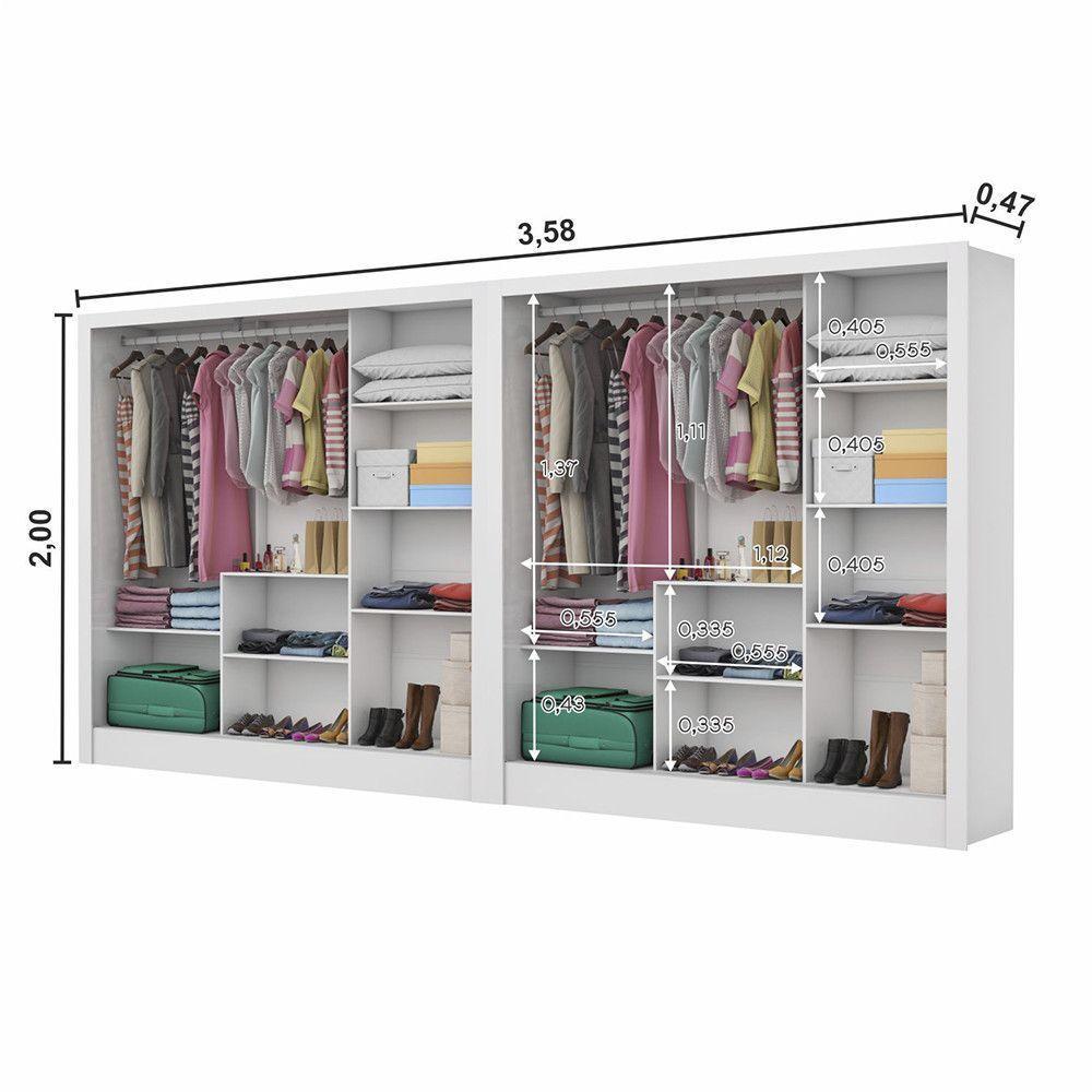 Closet Casal Duplo Fortaleza 6 Portas Plus 12 Prateleiras Branco - 5