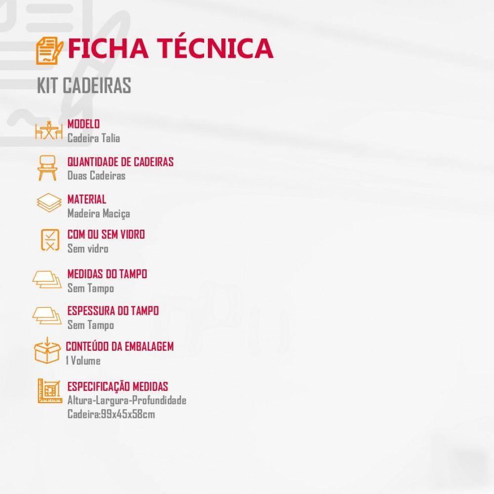 Conjunto 2 Cadeiras Talia Madeira Imbuia Bege - 3