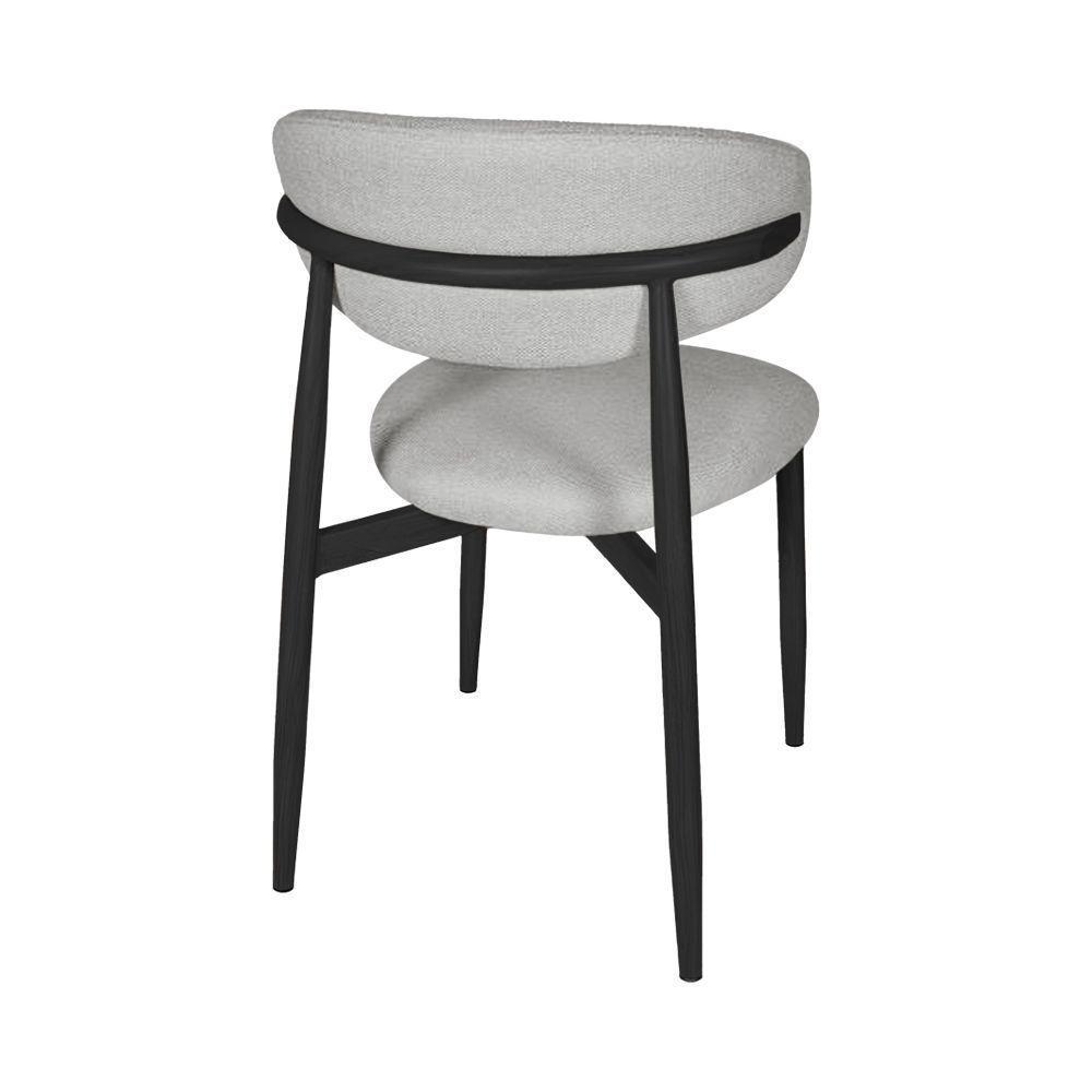 Kit 10 Cadeiras De Jantar Lucy Estrutura Aço Carbono Laminado Preto Com Estofado Linho Cinza - 5