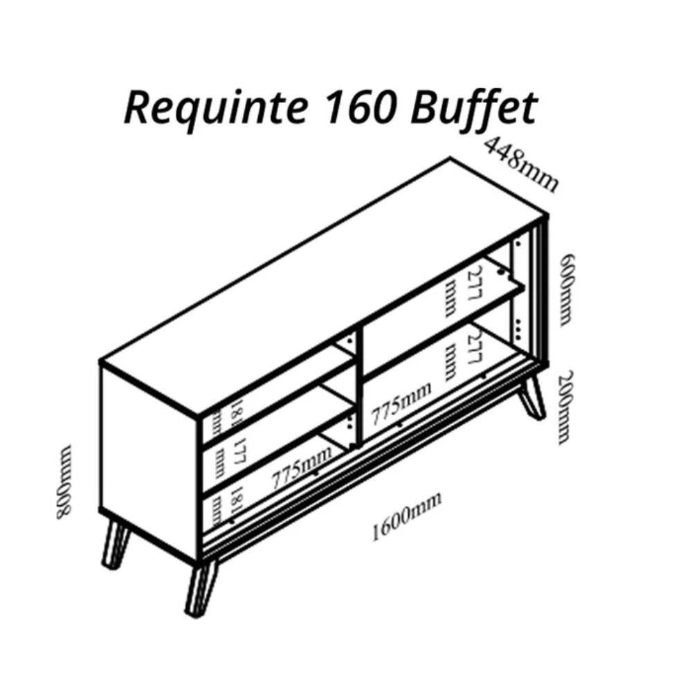 Buffet Aparador 4 Portas Com Led Requinte Naturale E Off White 160cm - 7
