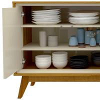 Buffet Aparador 4 Portas Com Led Requinte Naturale E Off White 160cm - 5