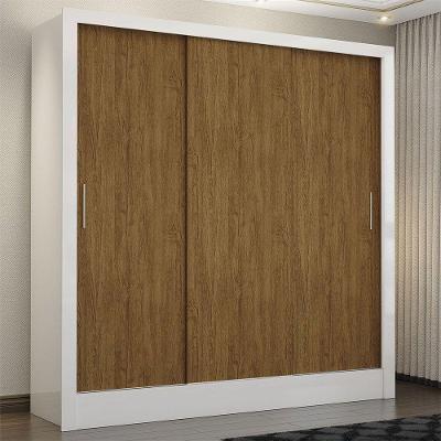 Guarda Roupa Casal Fortaleza 3 Portas de Correr Branco Cinamomo Carioca Móveis