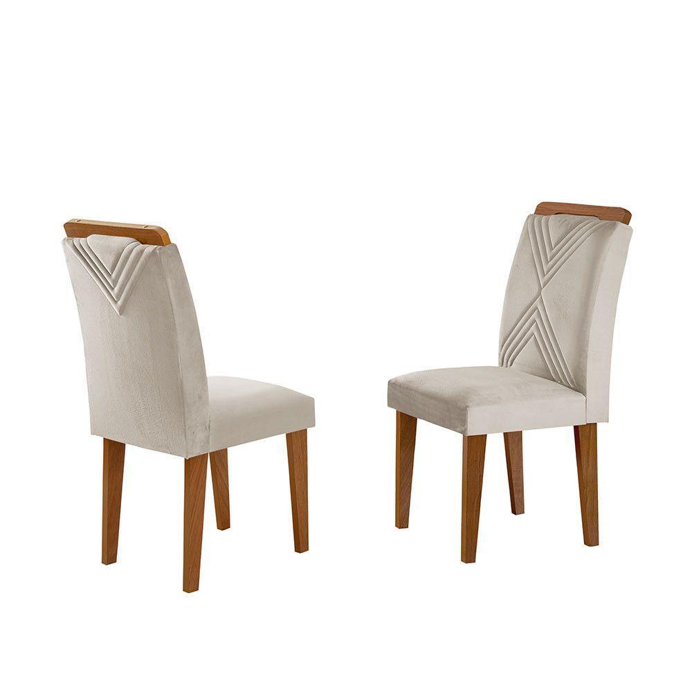 Conjunto 2 Cadeiras Sarah Mdf Rufato Veludo Creme E Imbuia - 1