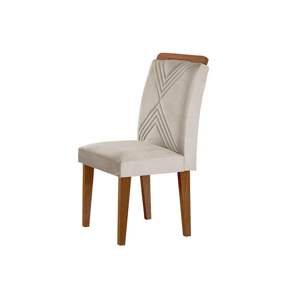 Conjunto 2 Cadeiras Sarah Mdf Rufato Veludo Creme E Imbuia - 2