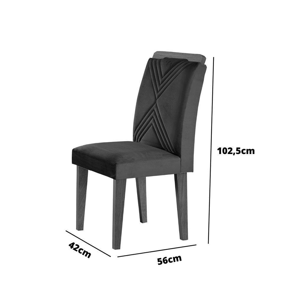 Conjunto 2 Cadeiras Sarah Mdf Rufato Veludo Creme E Imbuia - 4