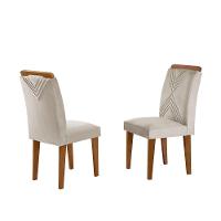 Conjunto 2 Cadeiras Sarah Mdf Rufato Veludo Creme E Imbuia - 1