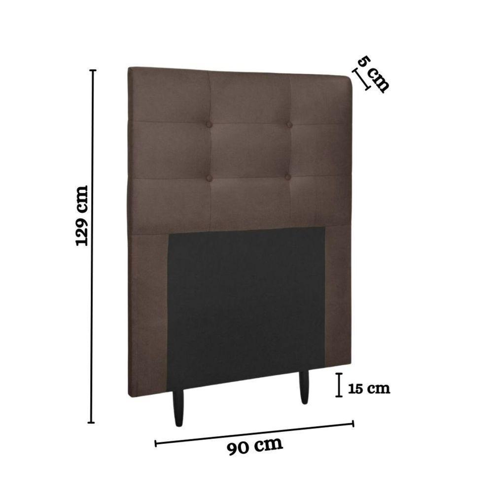 Cabeceira Estofada Cama Box Solteiro 90 Cm Cancún Suede Marrom - 3