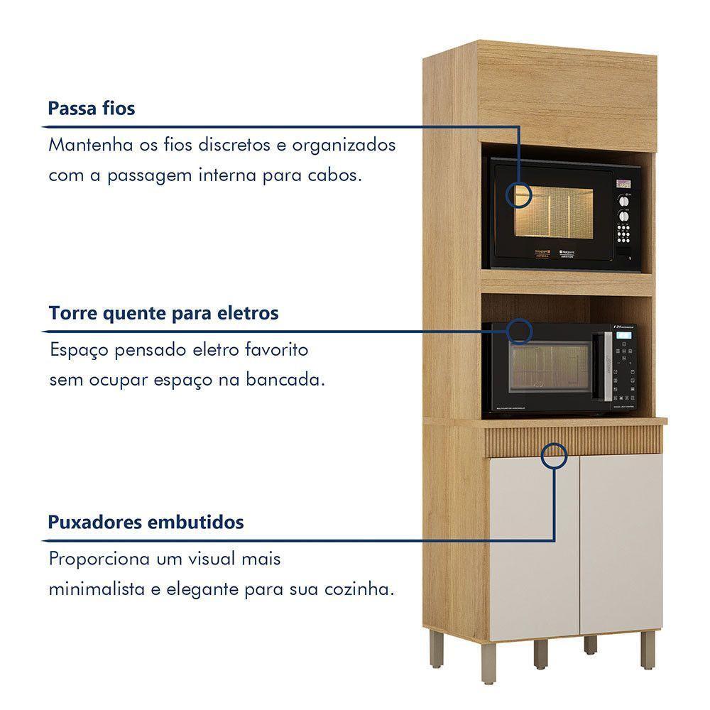 Paneleiro Com 2 Nichos 3 Portas Dakota Valdemoveis Cinamomo/off White - 3