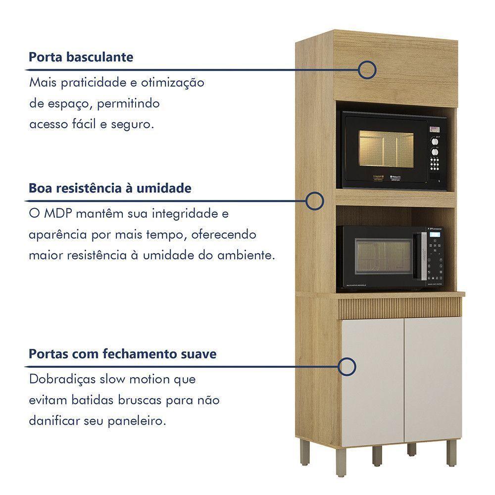 Paneleiro Com 2 Nichos 3 Portas Dakota Valdemoveis Cinamomo/off White - 4