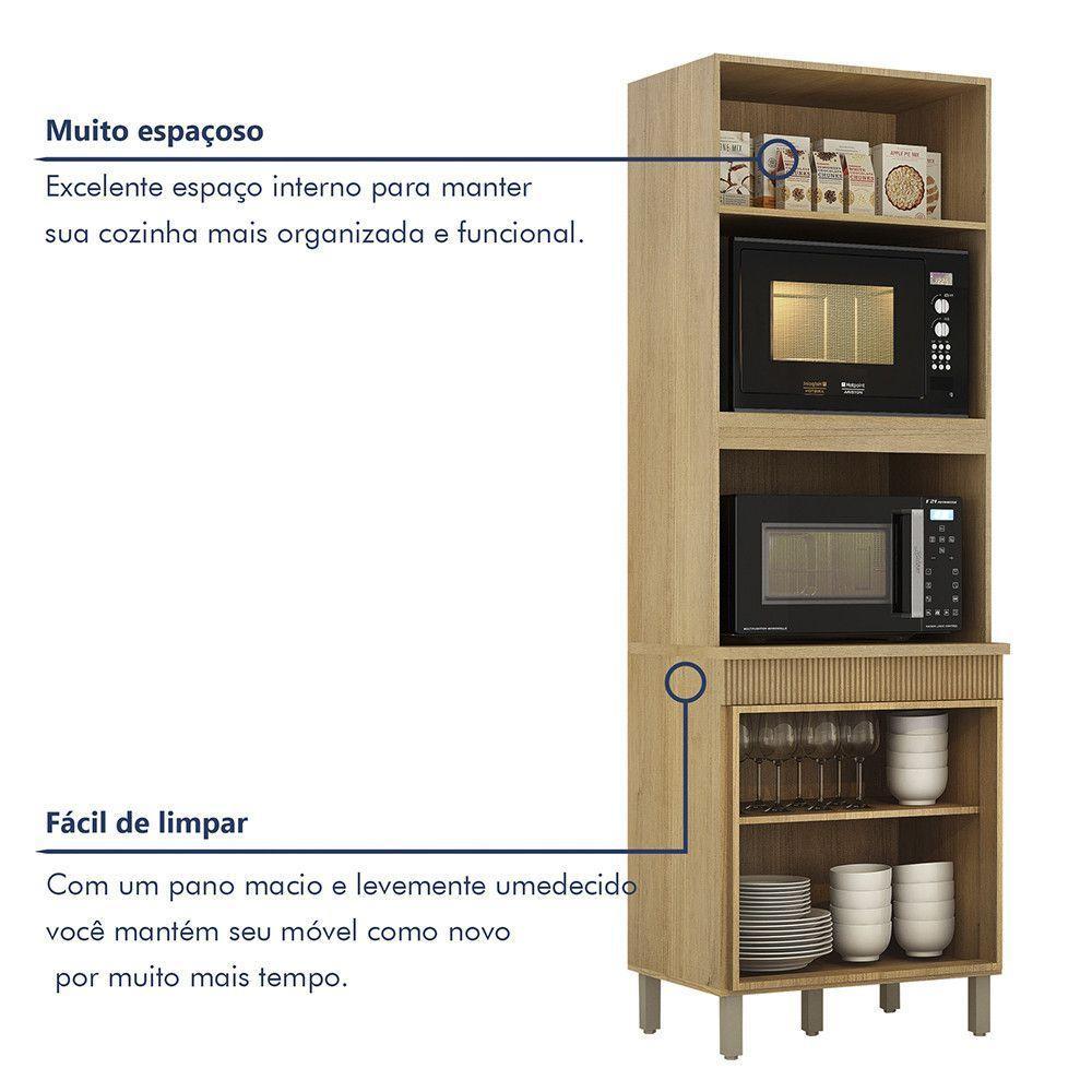 Paneleiro Com 2 Nichos 3 Portas Dakota Valdemoveis Cinamomo/off White - 5