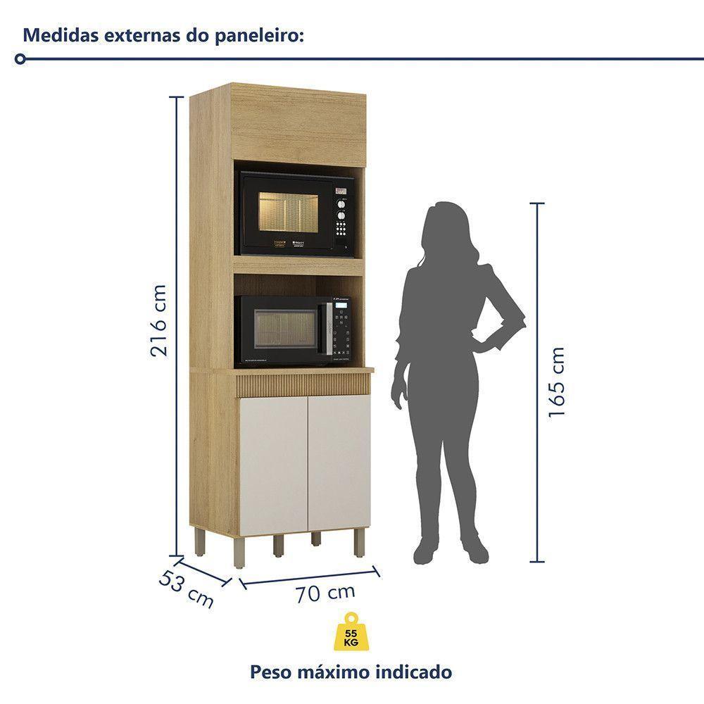Paneleiro Com 2 Nichos 3 Portas Dakota Valdemoveis Cinamomo/off White - 6