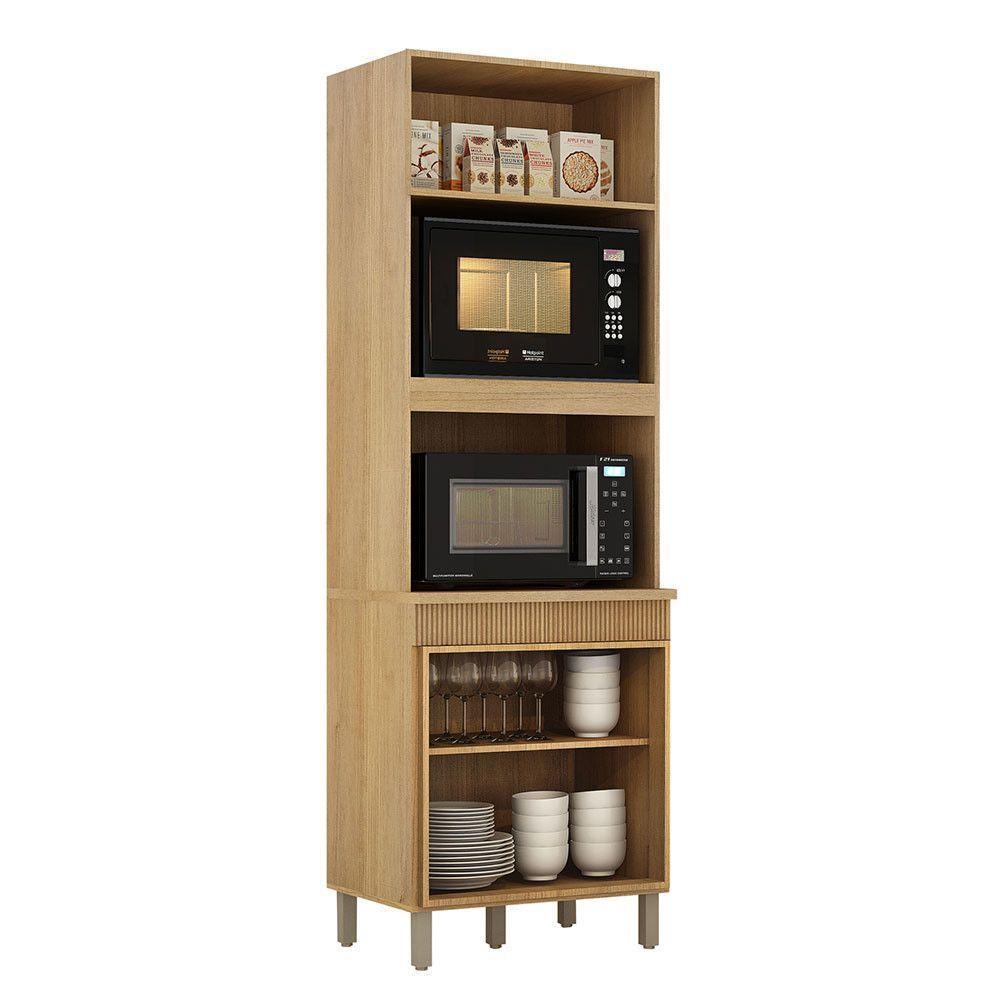 Paneleiro Com 2 Nichos 3 Portas Dakota Valdemoveis Cinamomo/off White - 8